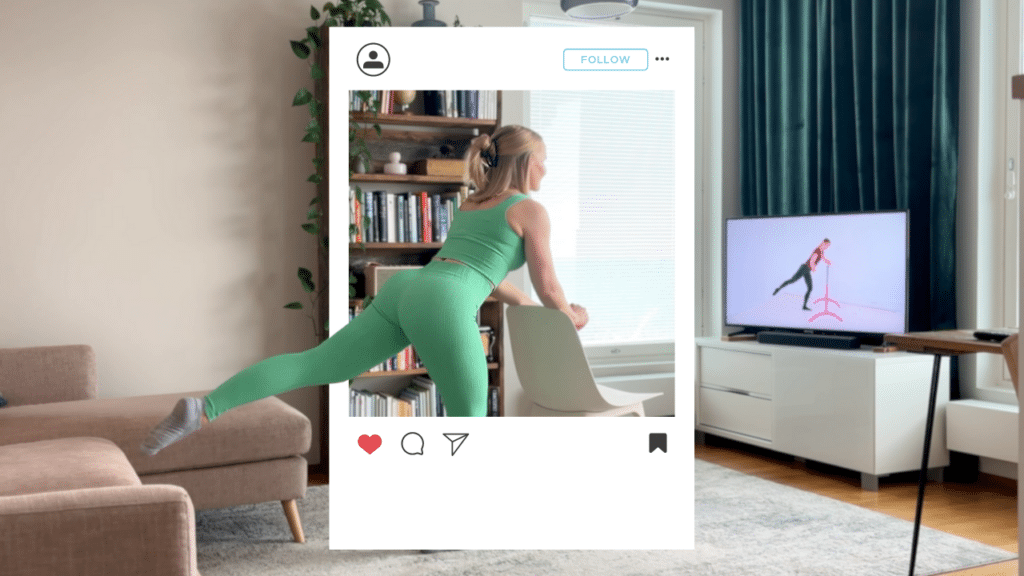 Someyhteistyöt - Maikki treenaa kotona Instagram-kehyksellä